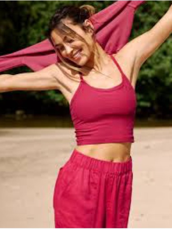 Beyond Yoga Pants - Beyond Yoga Red Crop Tank and High-Waist Bike Shorts Set
